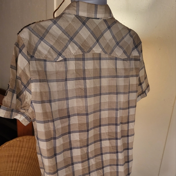 Buffalo David Bitton Teen Mens sz M short Sleeve Button Up Western Plaid - Picture 6 of 11